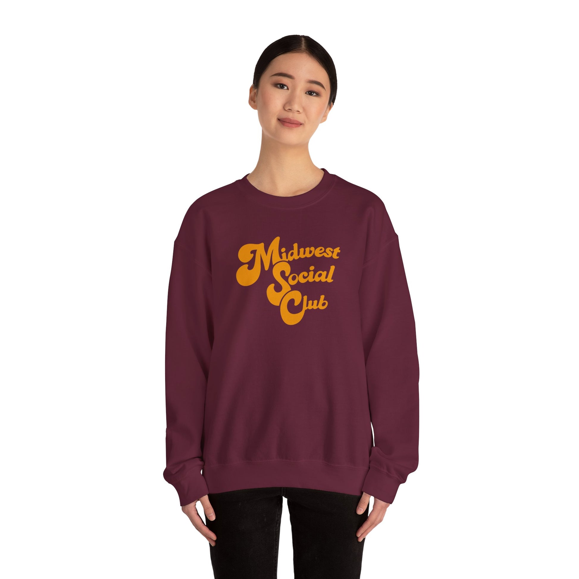 Midwest Social Club Sweatshirt — Retro Script Crewneck for Regional Pride