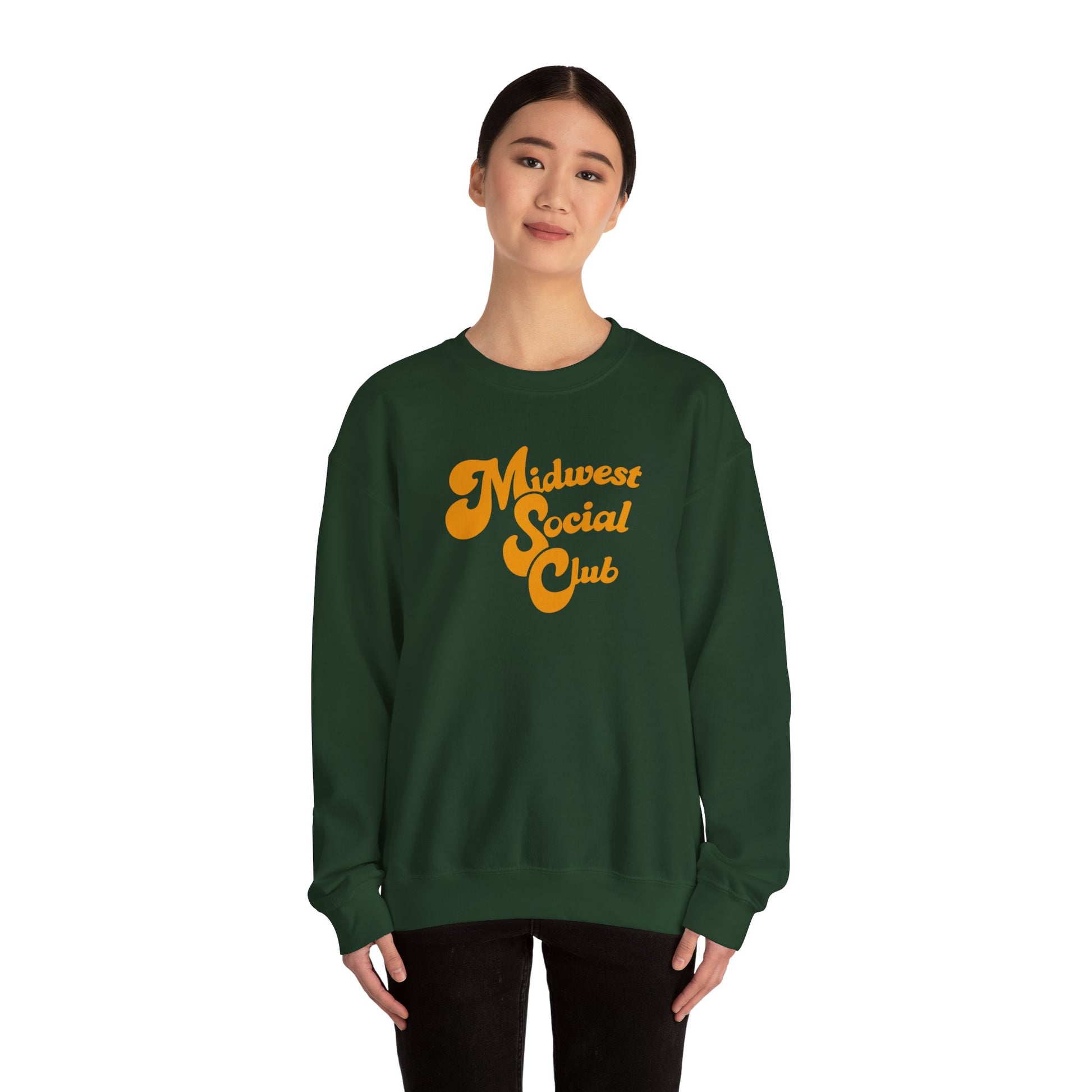 Midwest Social Club Sweatshirt — Retro Script Crewneck for Regional Pride